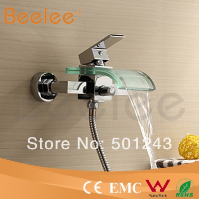 +contemporary in-wall bath tub faucet with glass spout