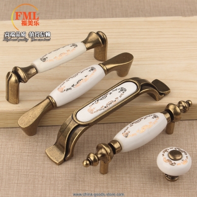 f003 jinhua gold ring ceramic handle pastoral continental furniture drawer wardrobe door handle