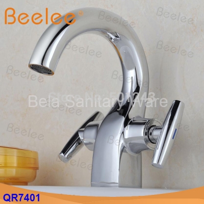 in russia brasil+solid brass double handle wash basin water faucet tap in chromed finish(qr7401)
