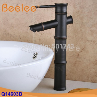 modern oil rubbed bronze bathroom bamboo faucet countertop vanity sink mixer tap (q14603b)