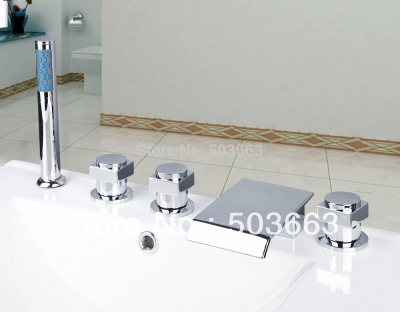 newly waterfall bathroom bathtub basin brass ceramic valve chrome sink mixer double handles deck mounted tap faucet mf-323