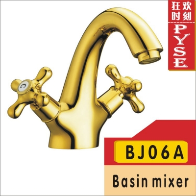 2014 real new single hole ceramic contemporary single handle batedeira tap bj06a gold plated faucets basin faucet