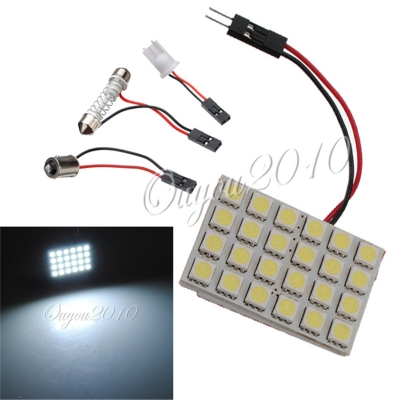 big promotion t10 ba9s festoon 3 adapters 24 smd 5050 led light white car auto reading panel interior dome lamp dc12v
