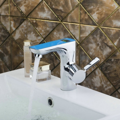 blue digital display bathroom chrome brass deck mounted 97121 ouboni basin faucets torneira sink faucets,mixers &taps