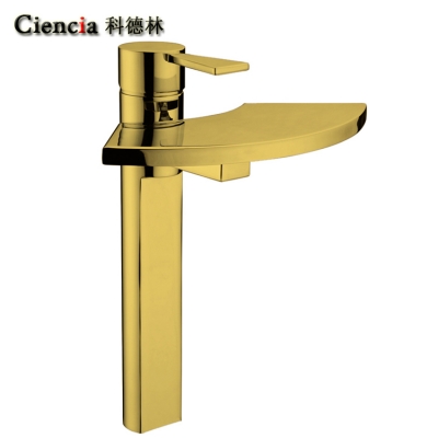 bpj005 brass gold waterfall basin faucet mixers and taps deck mounted wash basin water tap