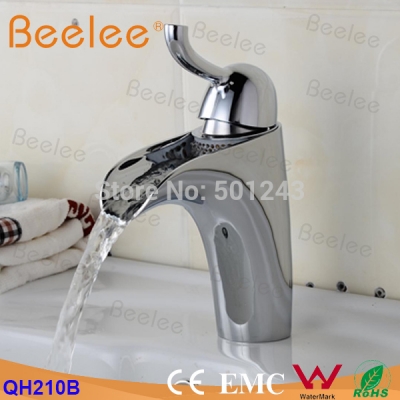 brand new polished basin sink waterfall tap, single lever single hole deck mounted basin waterfall faucet mixer tap (qh210b)