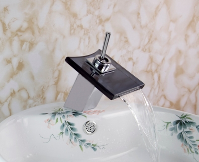 e_pak 8223/1 black glass waterfall spout faucets mixers & taps singlehandle bathroom chrome basin faucet
