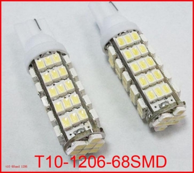 new 168 192 w5w t10 dc12v white t10 68led 68smd 1206 68 smd led car auto bulbs led signal lights white super bright