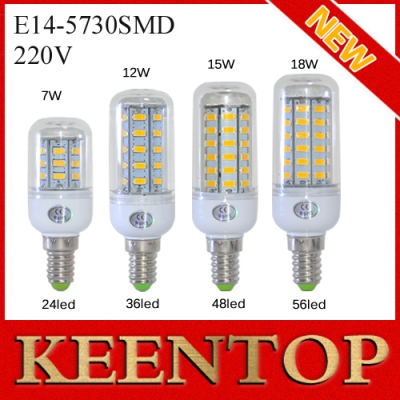 new smd 5730 corn lamps 7w 12w 15w 18w spotlight e14 24led 36led 48led 56led bulb light pendant wall downlight high lumen 4pcs