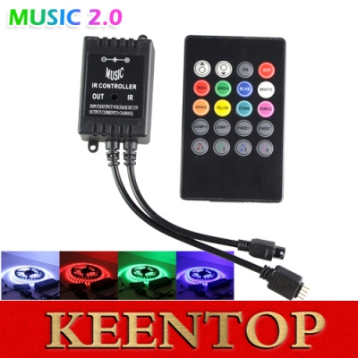 newest led music ir controller 12v 24 keys ir remote controller for 3528 5050 rgb strip lights music sound activated controller