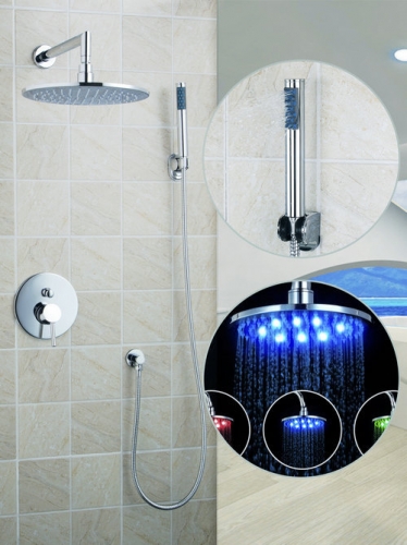 shower set torneira led light 12" shower head bathroom 50248-42c wall mount rain shower system hand shower shower valve set
