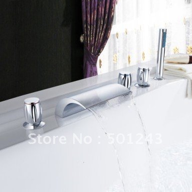 +luxury 5 pcs bathtub faucet with hand-held shower(three handles) qh001-19