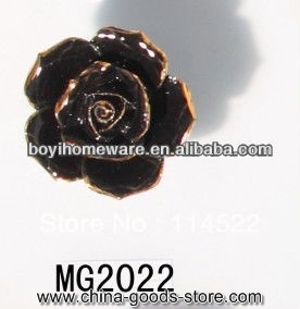 new design black ceramic flower knobs with gold edge cabinet pull kitchen cupboard knob kids drawer knobs mg2022