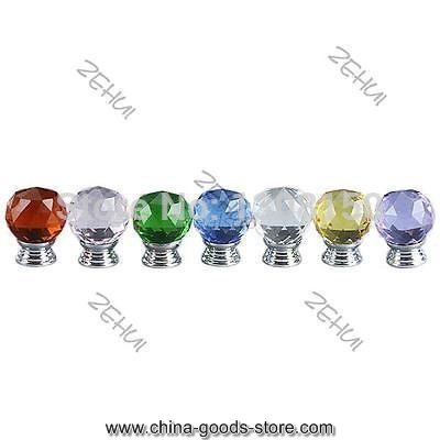 knobs handle aluminum+crystal clear drawer door bling round hole cabinet pulls drop