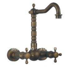 ( eu)+antique inspired kitchen faucet - wall mount (antique brass finish) qb0303
