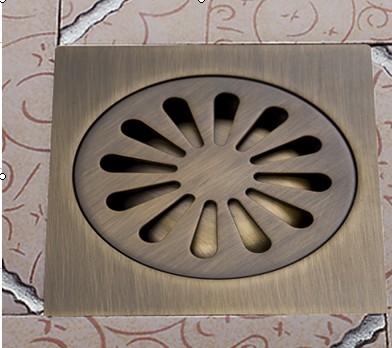 e-pak 5406 construction & real estate fashion ross antique brass grate floor register waste drain 4" x 4" flower art floor drain