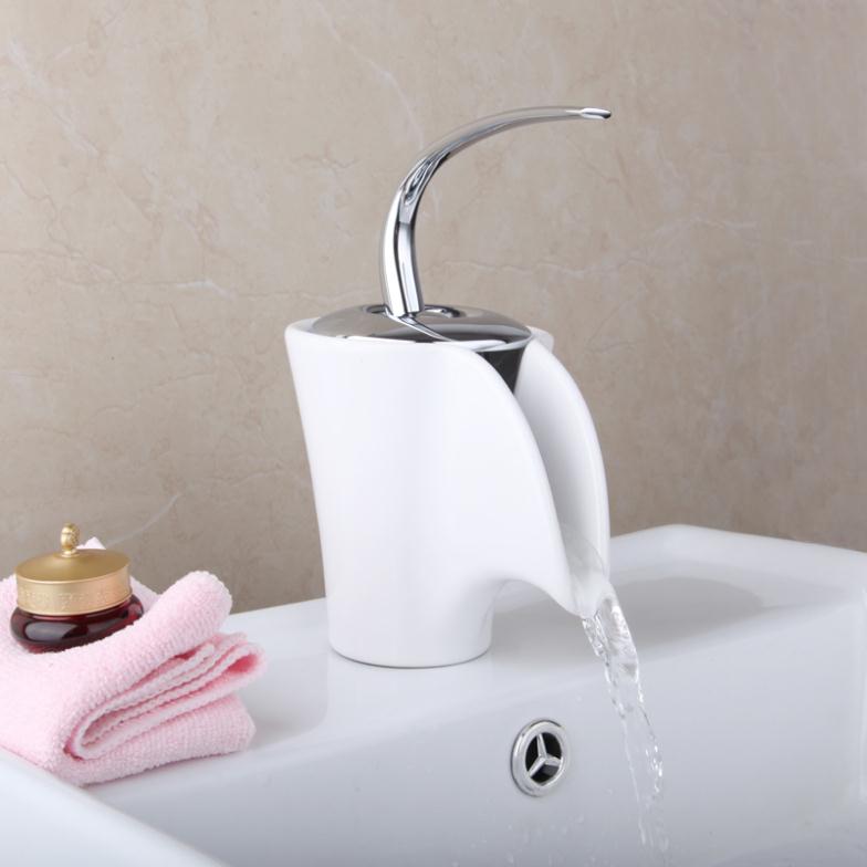 e-pak durable l987 competitive price deck mounted single hole ceramic waterfall spout bathroom basin sink faucet