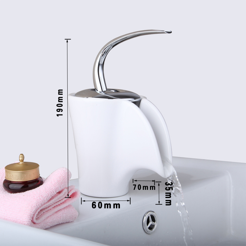 e-pak durable l987 competitive price deck mounted single hole ceramic waterfall spout bathroom basin sink faucet