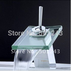 +contemporary solid brass single lever basin mixer waterfall glass basin faucet tap (qh0815-1)