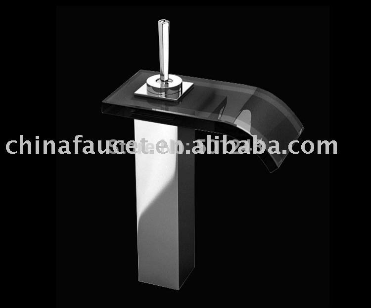 +deck mounted single lever chrome finish solid brass bathroom basin sink faucet glass spout mixer tap(qh0821b)