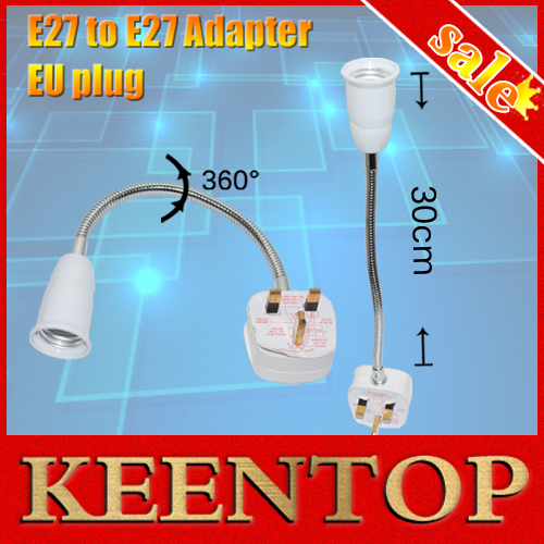 ac power to e27 30cm led light bulb flexible extend adapter socket with switch,uk plug socket adapter 1pcs/lot