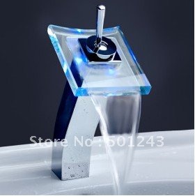 +color changing led waterfall bathroom sink tap(tall) qh0815-1hf
