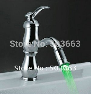 contemporary style led 3 colors faucet chrome no need battery powered mixer brass deck mounted tap cm0859