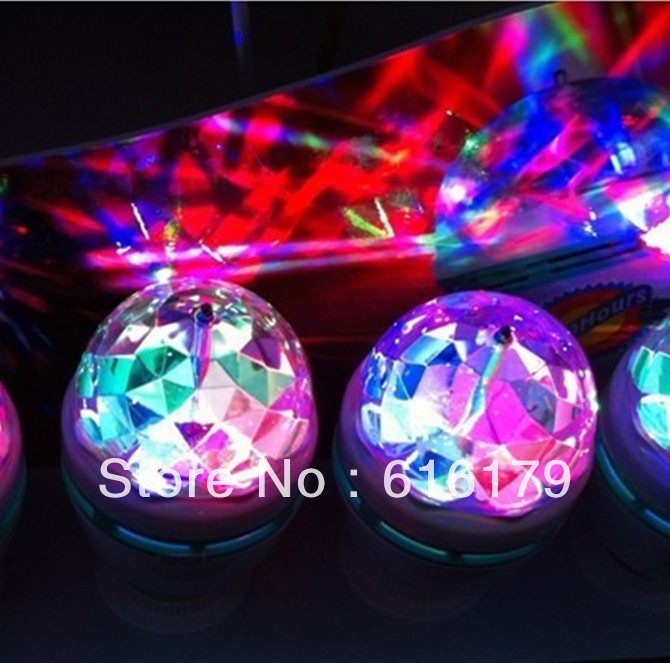 new quailty full color 3w e27 rgb led crystal stage light voice-activated rotating dj party stage light