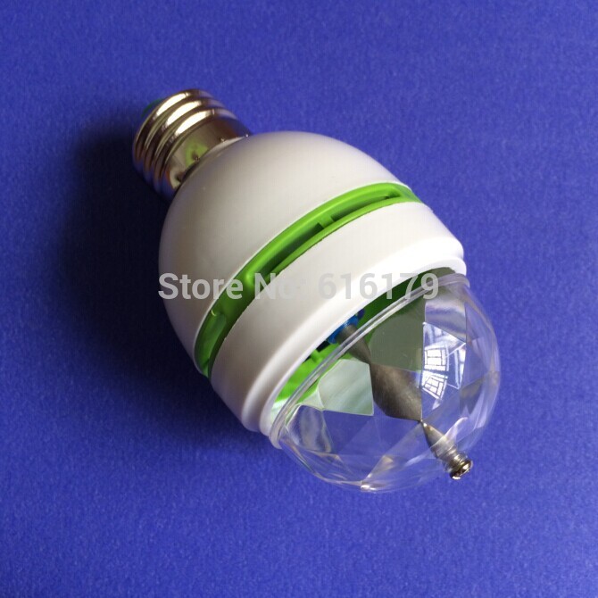 whole 1pcs/lot 3w e27 crystal rgb/red/blue/green led bulb light lamp auto rotating stage lighting ac85~260v