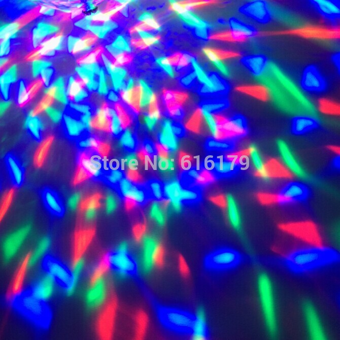 whole 1pcs/lot 3w e27 crystal rgb/red/blue/green led bulb light lamp auto rotating stage lighting ac85~260v