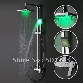 color changing led shower faucet with 8 inch shower head + hand shower qh336-1f
