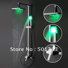 color changing led shower faucet with 8 inch shower head + hand shower qh336f