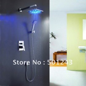 +color changing led shower faucet with 8 inch shower head + hand shower qh341-2f