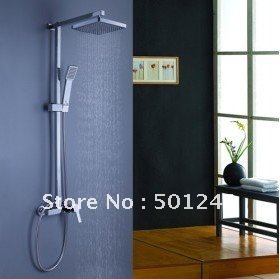 luxury wall mounted bathroom rain shower faucet set with 8" shower head + hand shower qh336-1