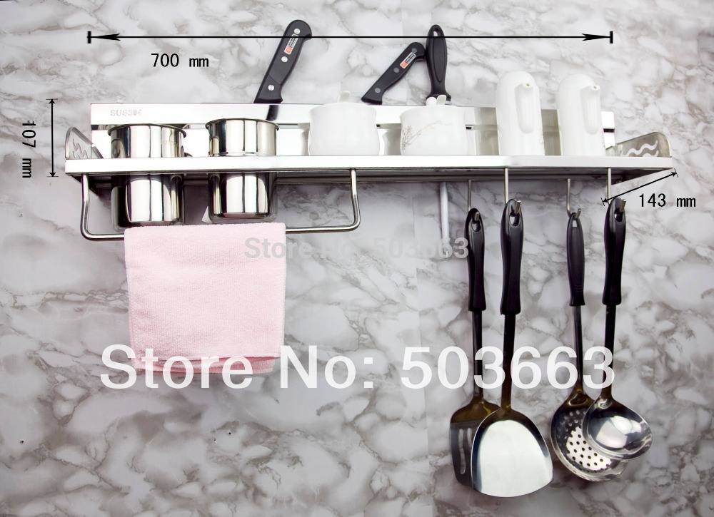 multi-function stainless steel kitchen shelf kitchen rack cooking utensil tools hook rack kitchen holder storage tree mf-758