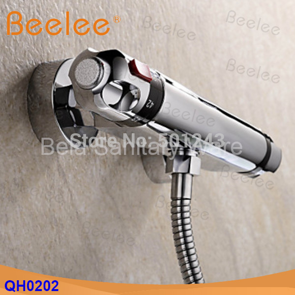 wall mounted two handle thermostatic shower mixer thermostatic faucet , shower taps chrome finish (qh0202)