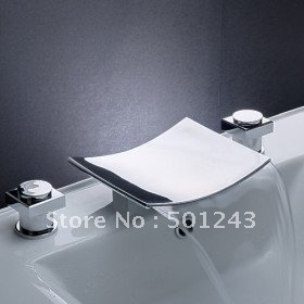 brass waterfall bathtub faucet with stainless steel spout (widespread) qh001-18a