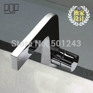 slice square bathroom surface mount single hole chrome finish wash basin faucet/mixer tap torneira (f8102-1)