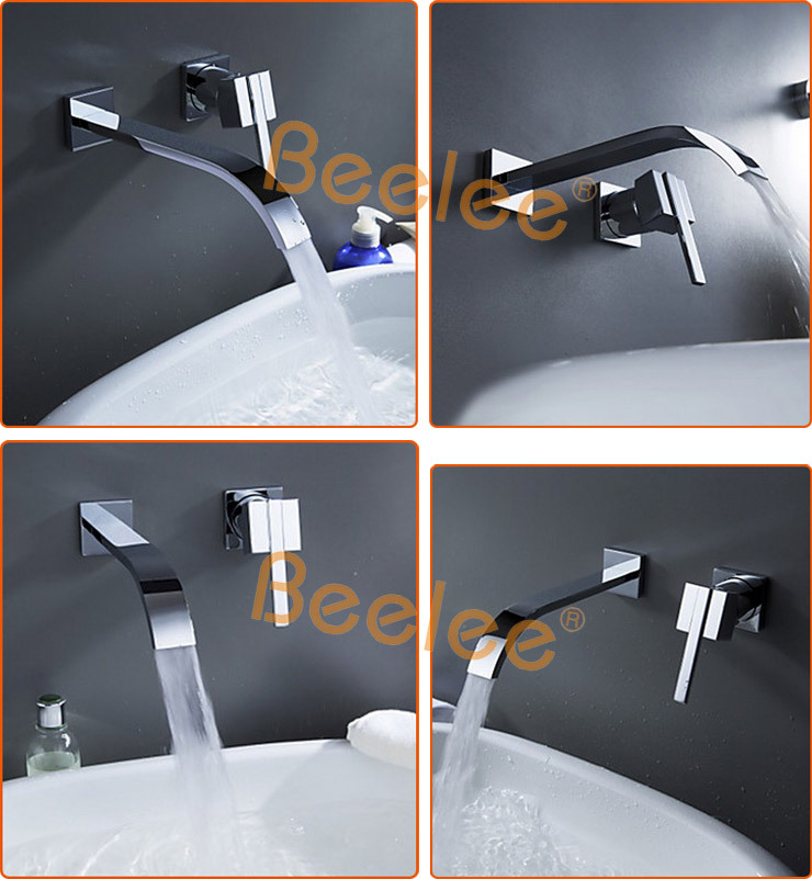 +solid brass wall mount basin mixer - chrome finish